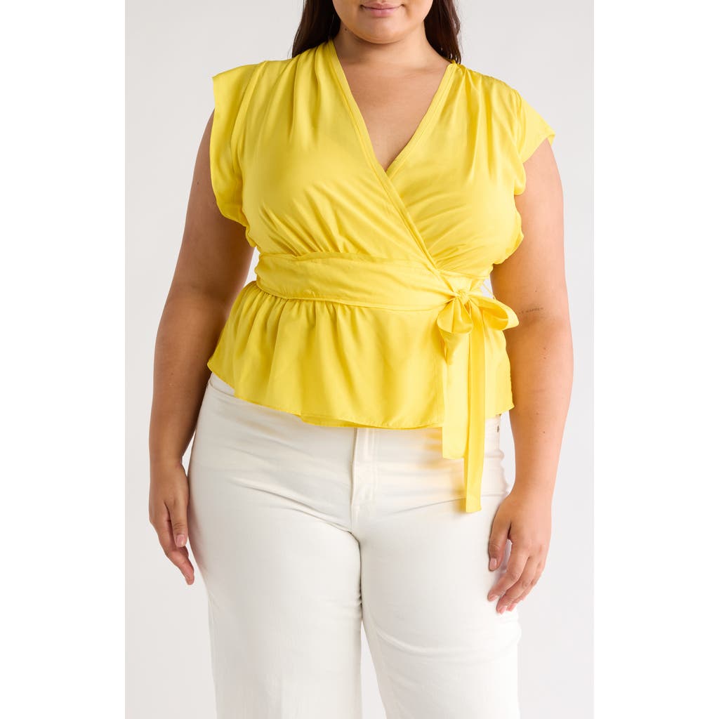 Joie Ashlene Cap Sleeve Wrap Top in Empire Yellow at Nordstrom Rack, Size 1X