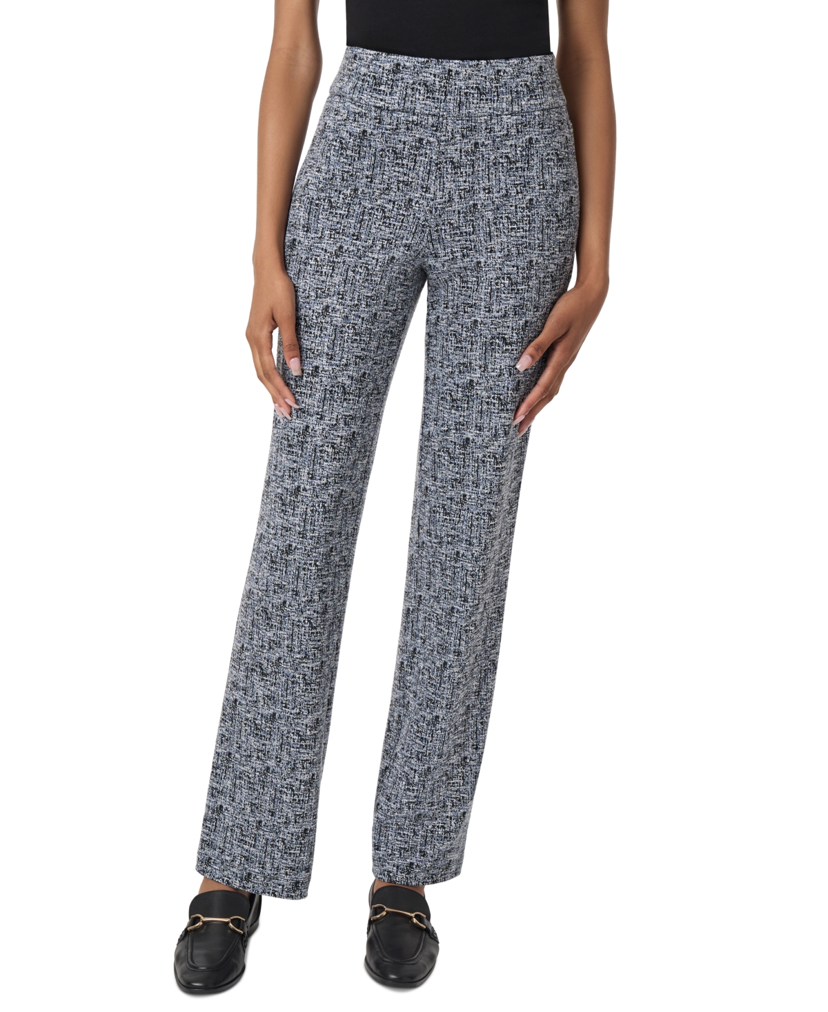 Jones New York Petite Printed Pull-On Straight-Leg Trousers - Pacific Navy