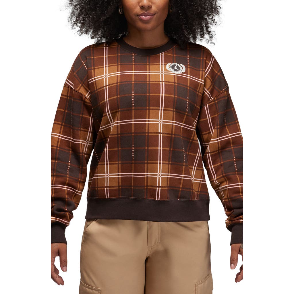 Jordan Brooklyn Fleece Crewneck Sweatshirt in Velvet Brown/Sail at Nordstrom, Size X-Small