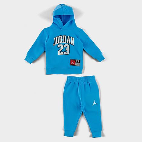 Jordan Infant Jersey Shirt Pack Hoodie and Jogger Pants Set in Blue/Light Blue Size 12 M Cotton/Polyester/Fleece