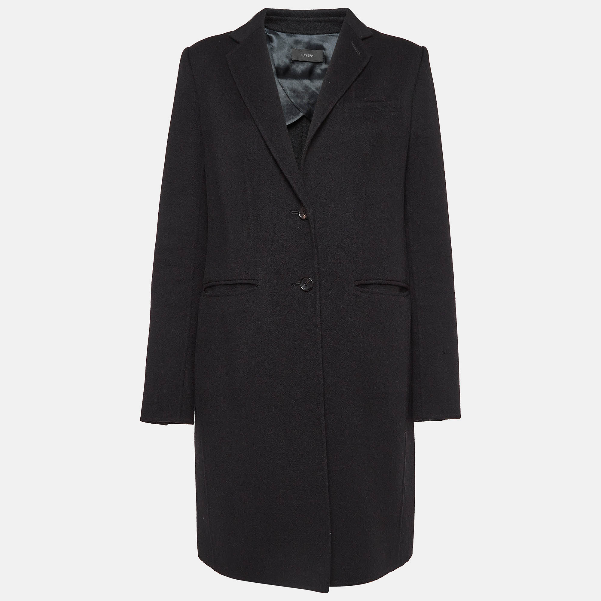 Joseph Black Wool & Cashmere Mid-Length Coat L