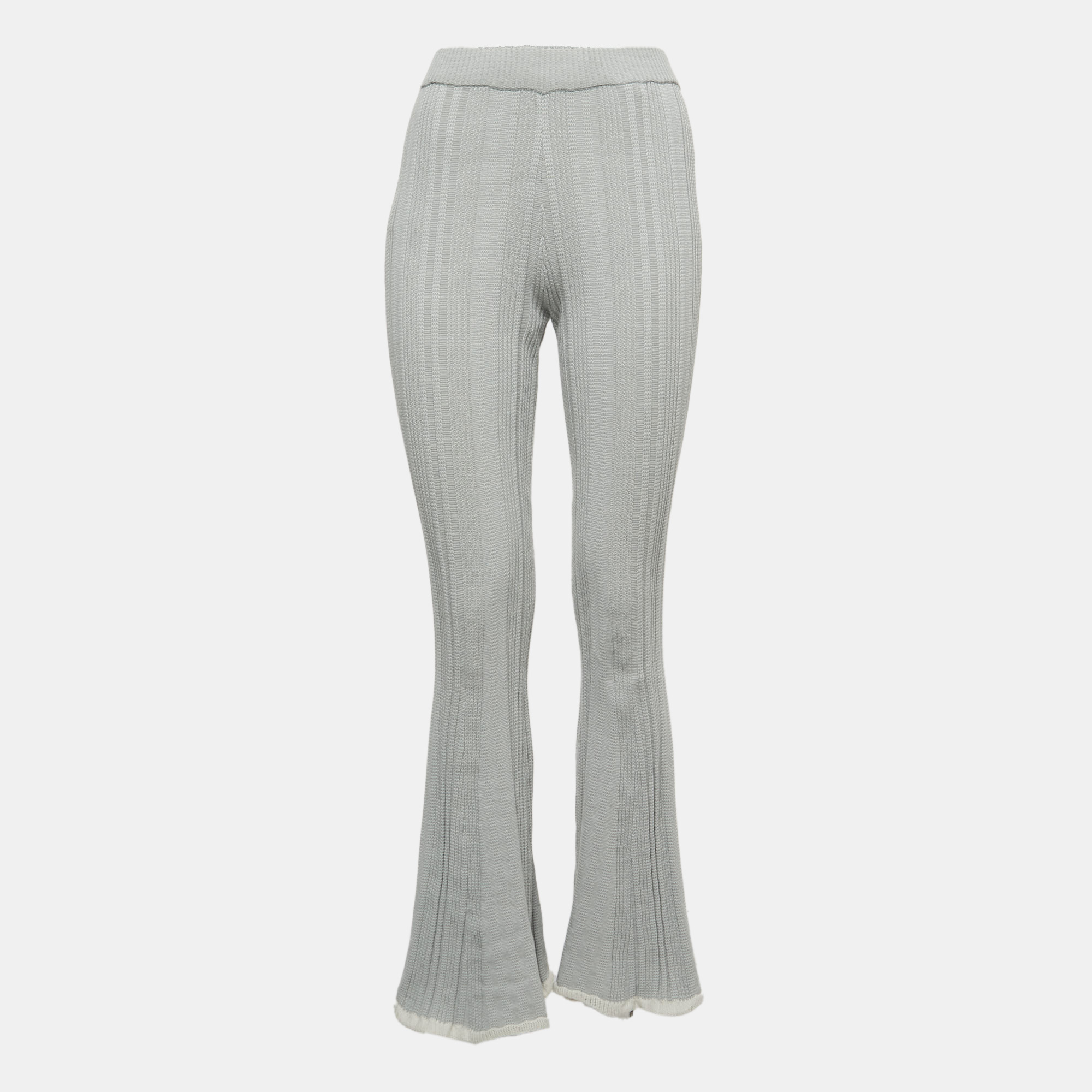 Joseph Light Blue Striped Cotton Knit Flared Pants XXS