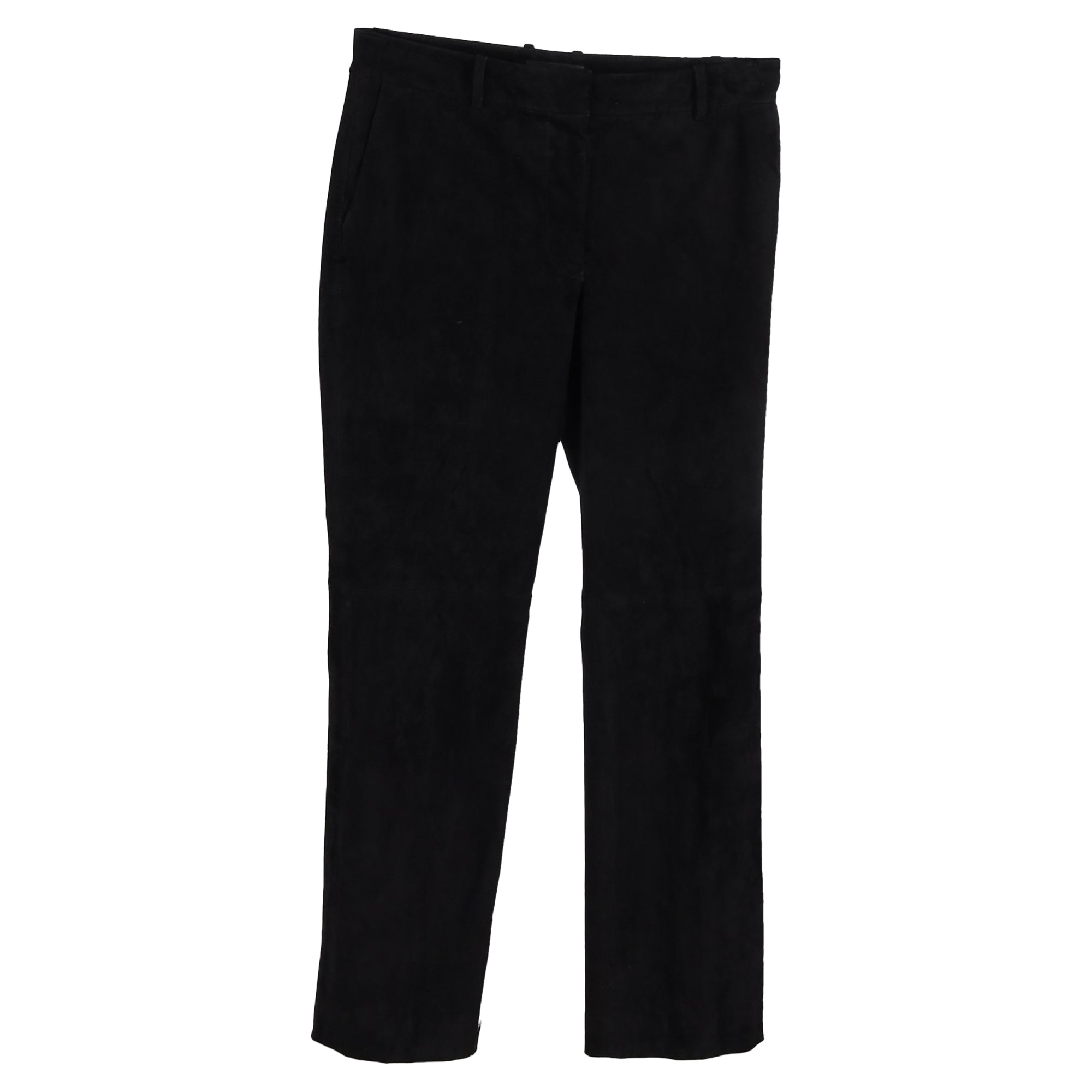 Joseph Mid-Waist Straight-Leg Trousers in Black Cotton