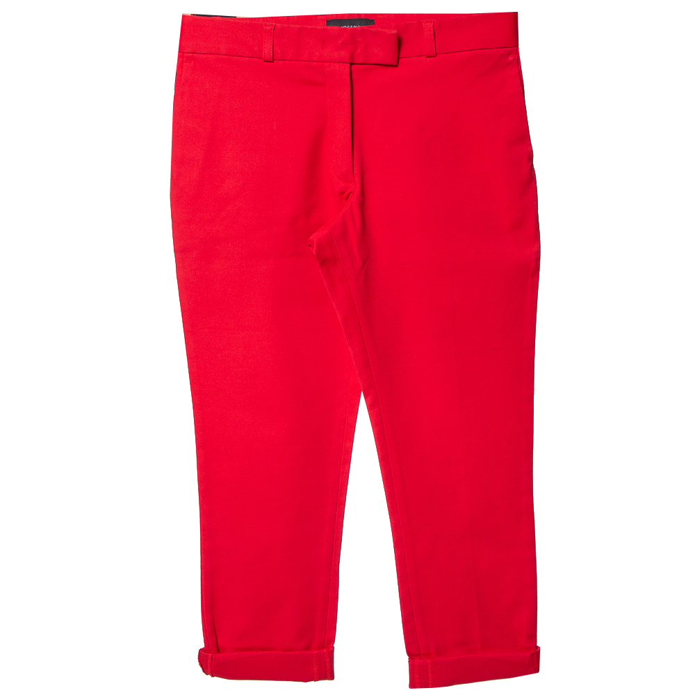 Joseph Red Cotton Slim Fit Cropped Trousers S