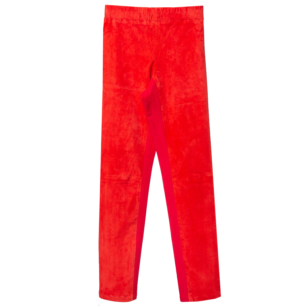 Joseph Red Lambskin & Cotton Stretch Leggings S