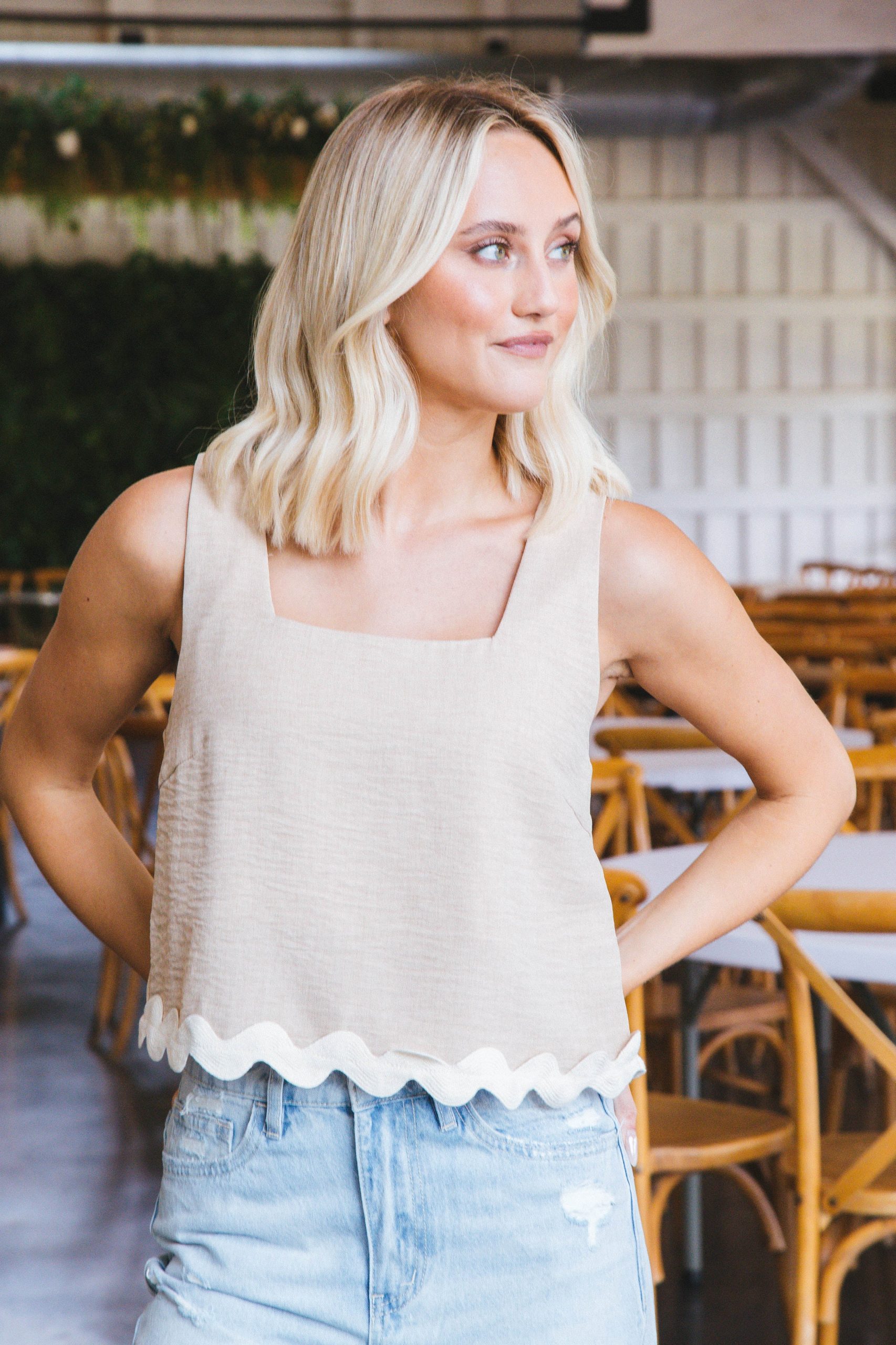 Josephine Square Neck Crop Top Oatmeal