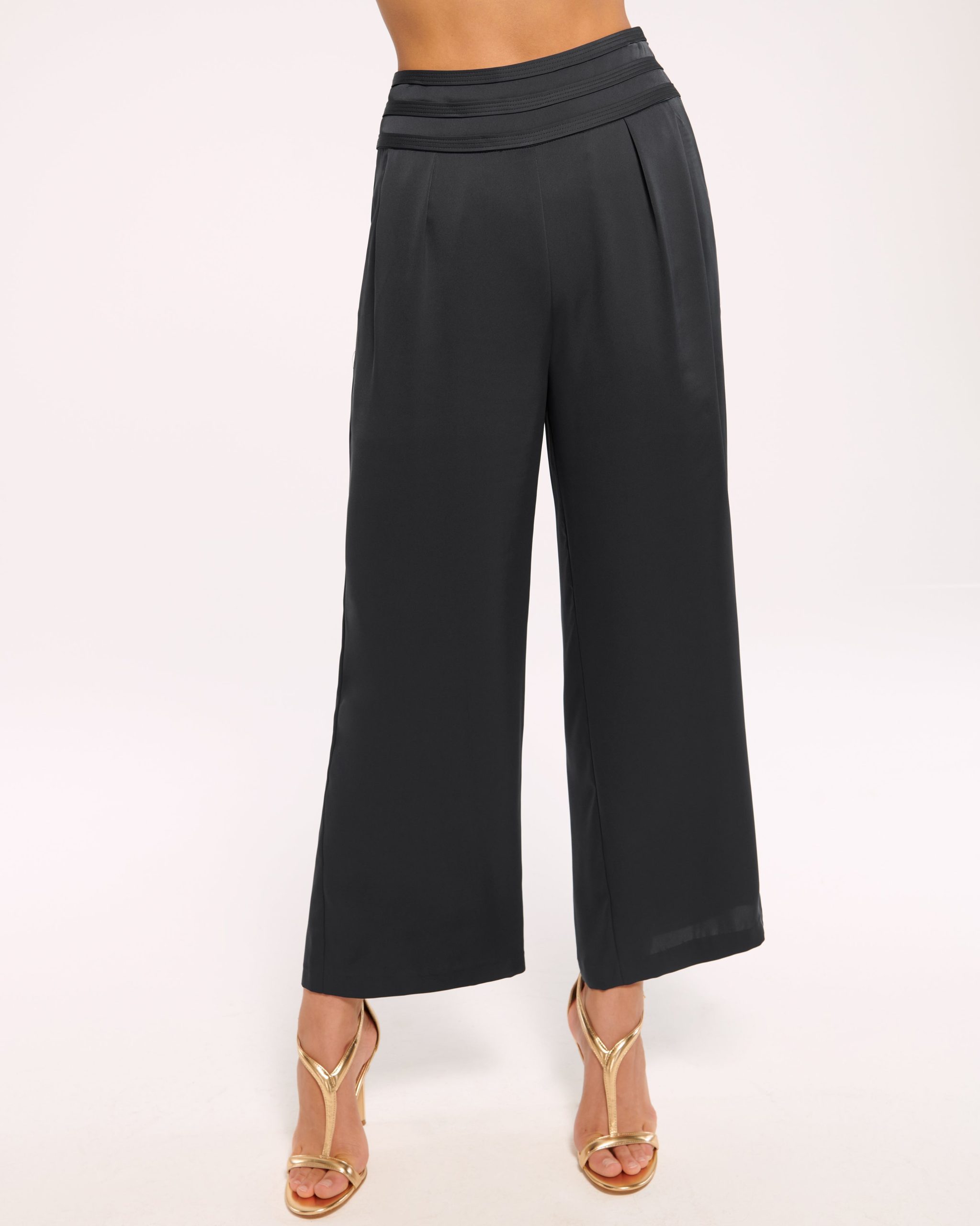 Joss Cropped Wide Leg Pant in Black