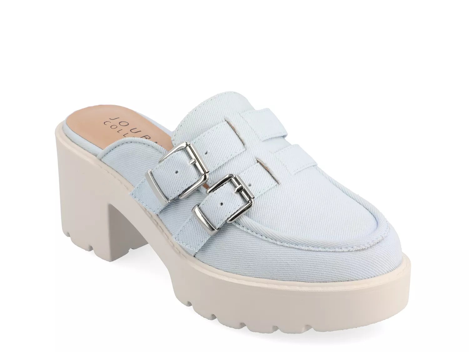 Journee Collection Brydie Clog | Women's | Light Denim Blue | Size 6.5 | Clogs | Block | Lug | Platform