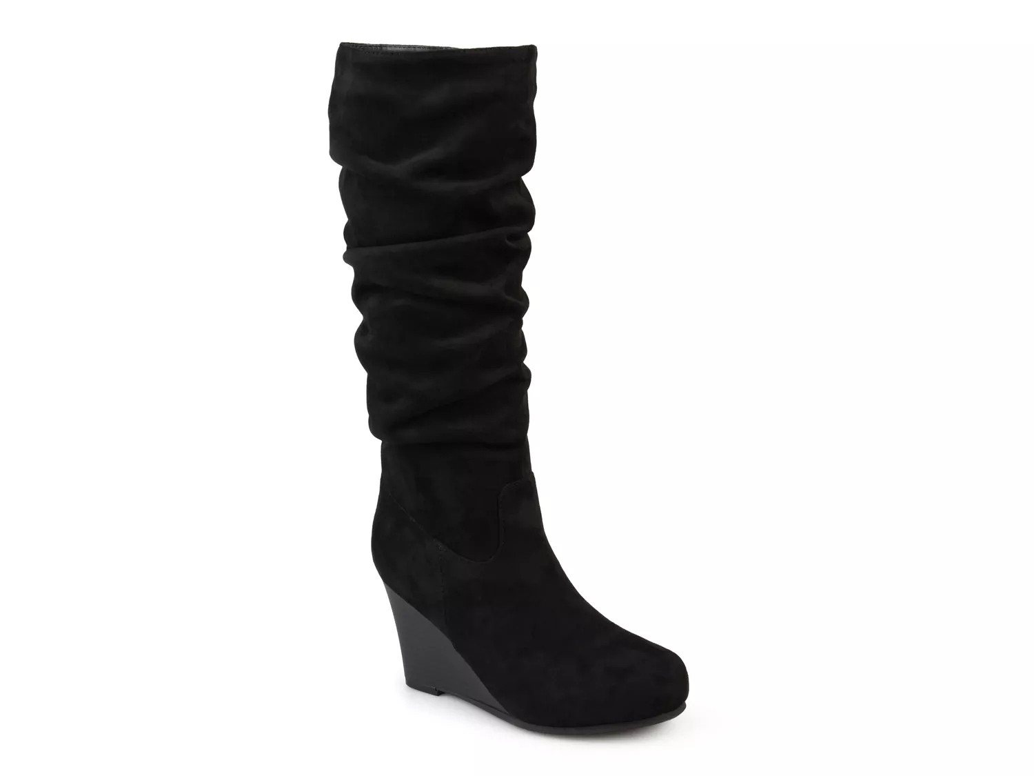 Journee Collection Haze Wedge Boot | Women's | Black | Size 5.5 | Boots | Slouch | Wedge