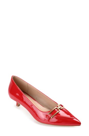 Journee Collection Rumi Metal Bit Kitten Heel Pump in Red at Nordstrom Rack, Size 5.5