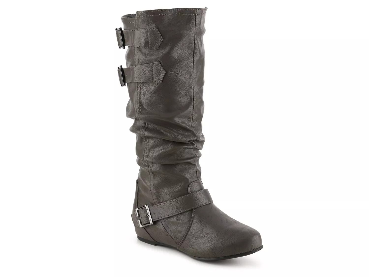 Journee Collection Tiffany Wide Calf Wedge Boot | Women's | Grey | Size 10 | Boots | Slouch