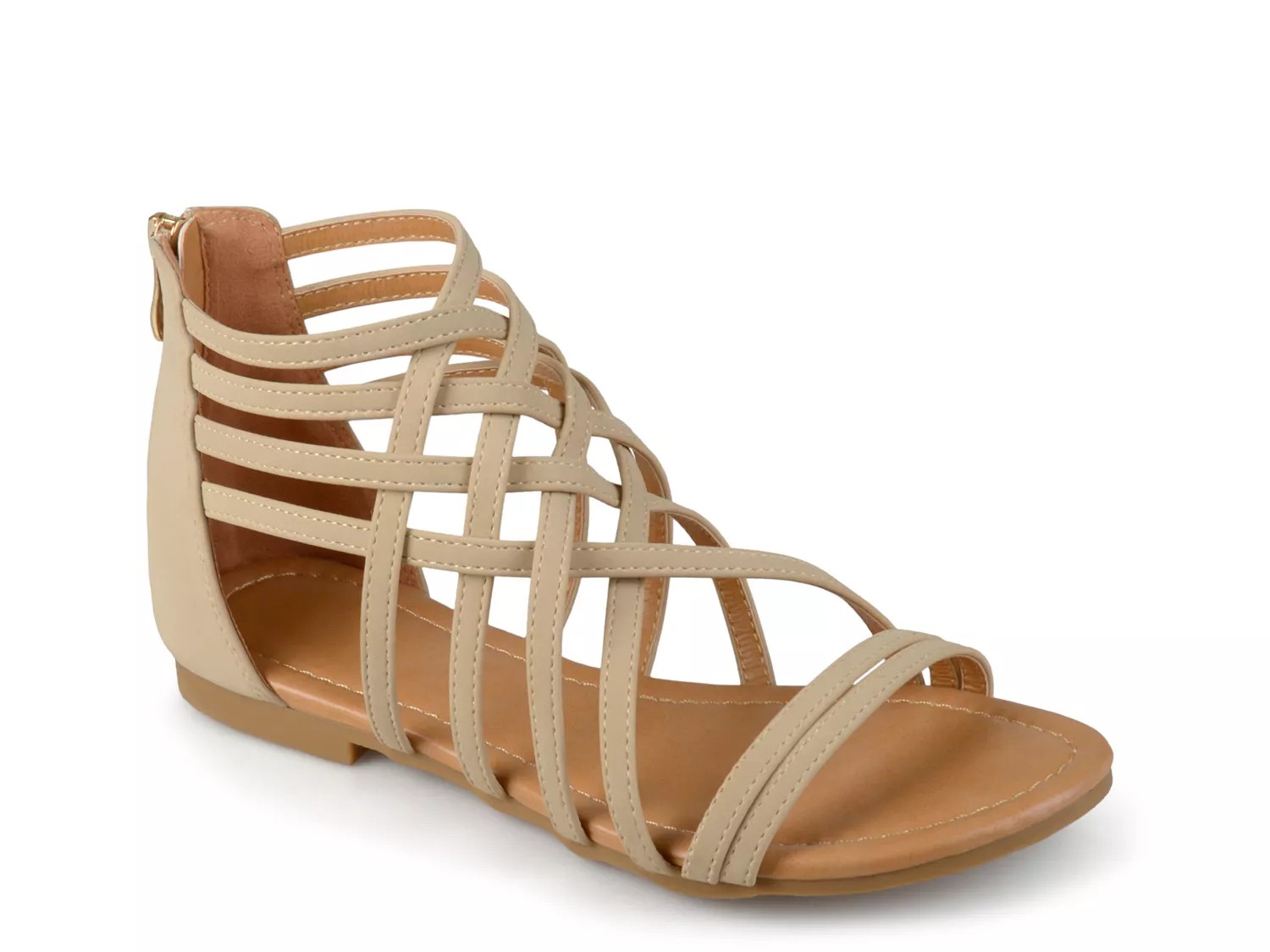 Journee Collection Wide Width Hanni Gladiator Sandal | Women's | Beige | Size 5.5 | Sandals