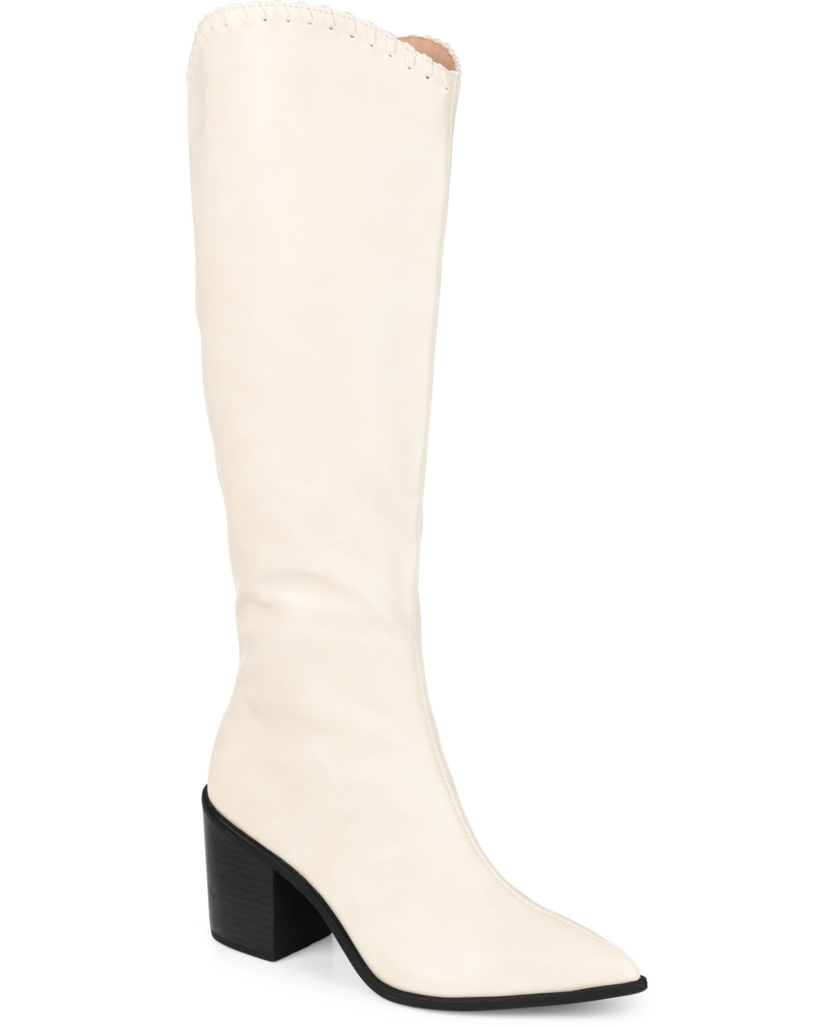 Journee Collection Women's Daria Wide Calf Cowboy Knee High Boots - Bone