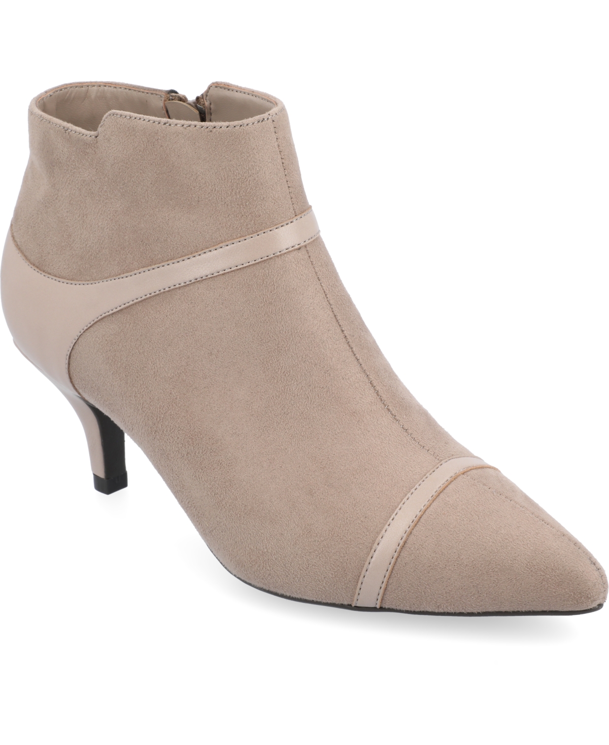 Journee Collection Women's Embrie Two Tone Kitten Heel Dress Booties - Taupe