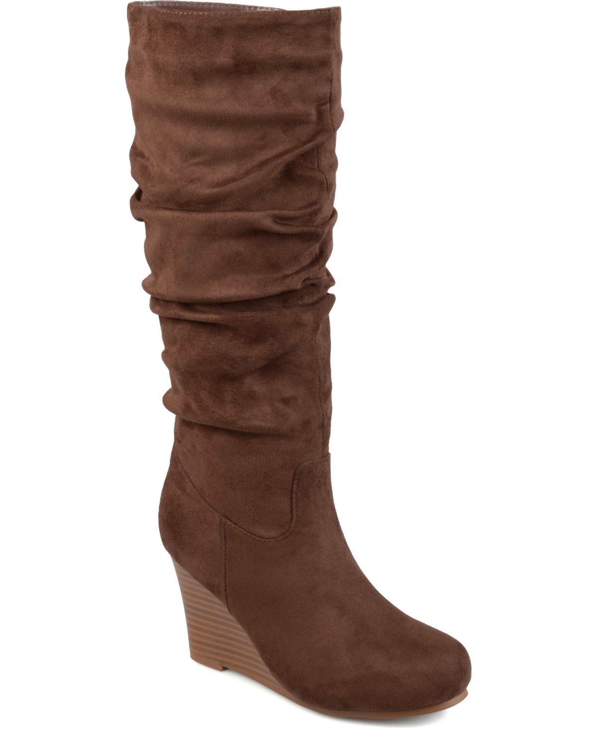 Journee Collection Women's Haze Rouched Knee High Wedge Boots - Brown