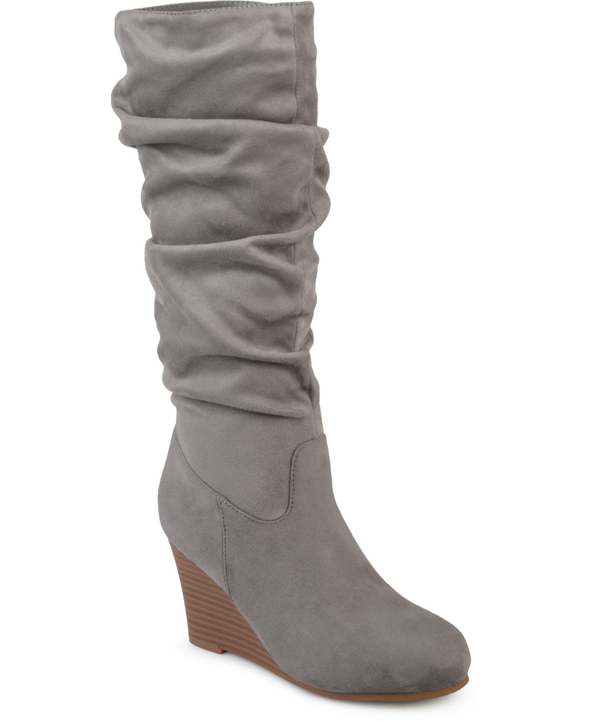 Journee Collection Women's Haze Rouched Knee High Wedge Boots - Grey