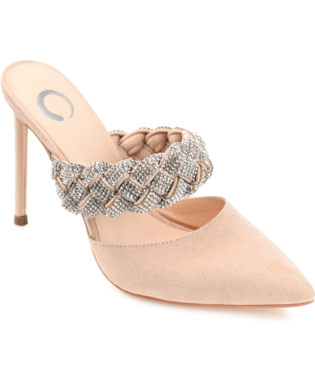 Journee Collection Women's Hazzl Braided Rhinestone Stilettos - Nude