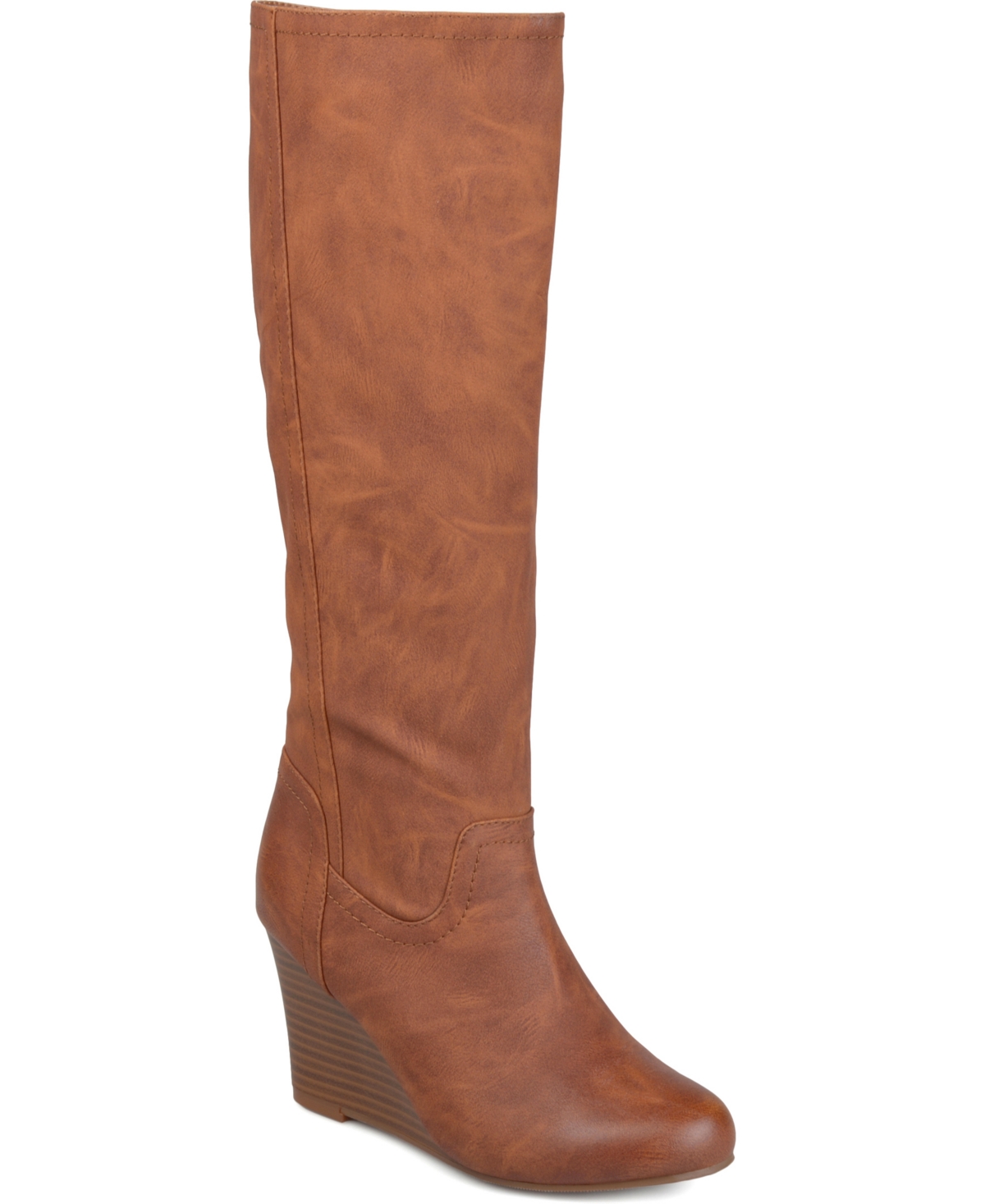 Journee Collection Women's Langly Knee High Wedge Boots - Brown