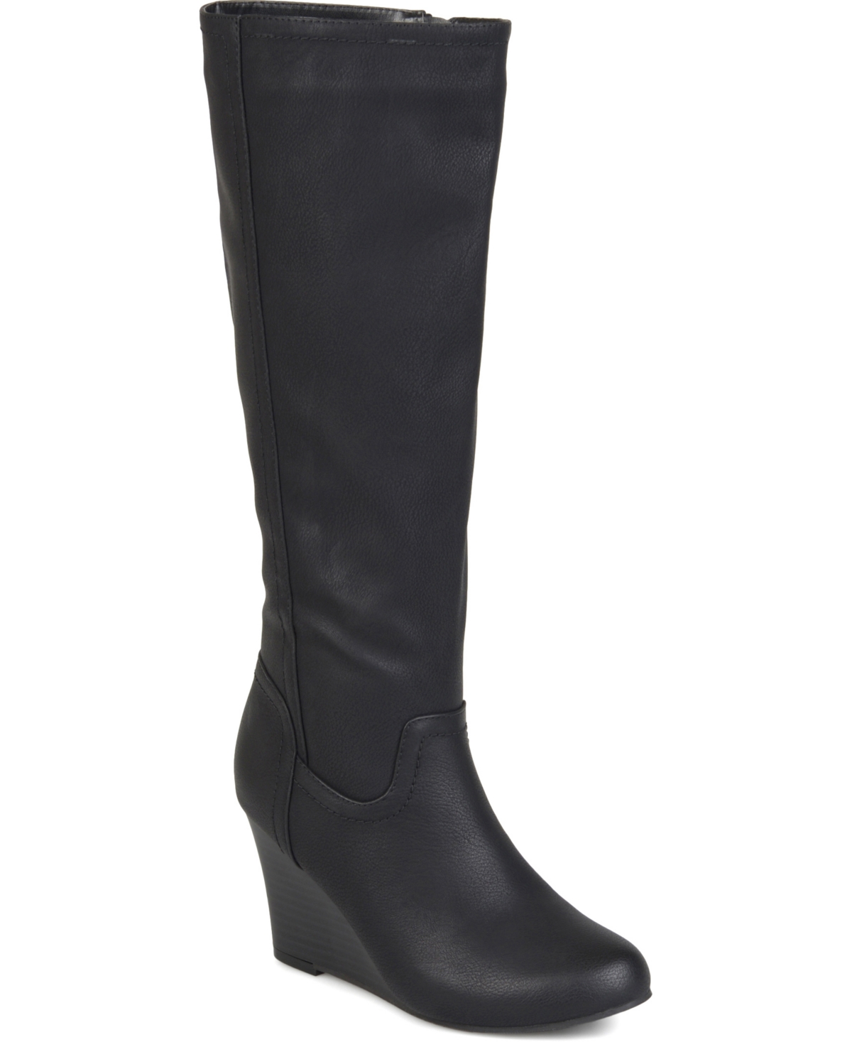 Journee Collection Women's Langly Wide Calf Knee High Wedge Boots - Black