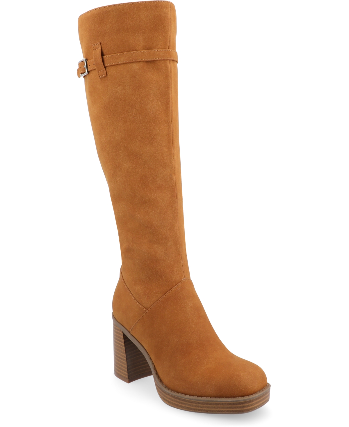 Journee Collection Women's Letice Wide Width Square Toe Platform Knee High Boots - Cognac