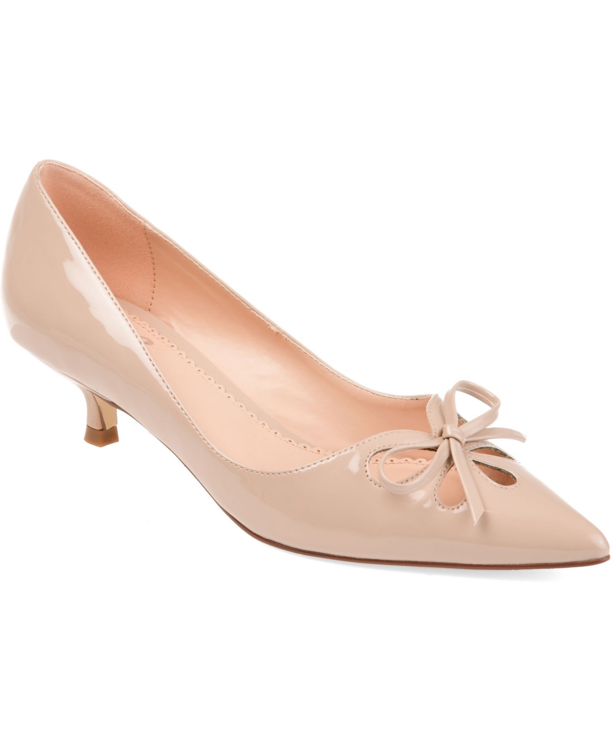 Journee Collection Women's Lutana Pointed Toe Kitten Heel Pumps - Nude