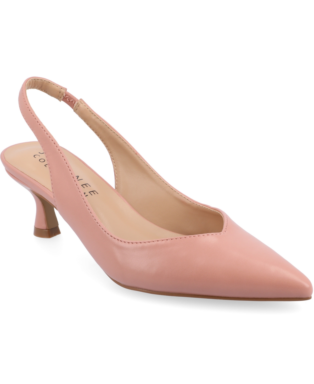 Journee Collection Women's Mikoa Slingback Pointed Toe Kitten Heels - Mauve