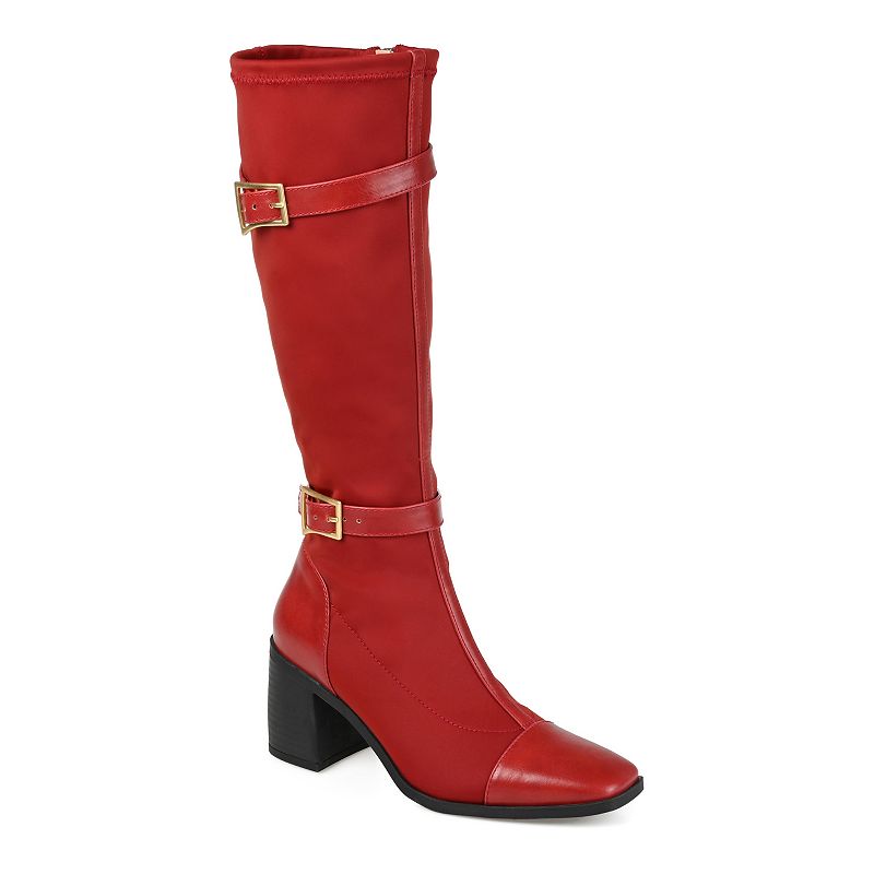 Journee Gaibree Women's Buckle Knee-High Boots, Size: 9 W XWc, Red