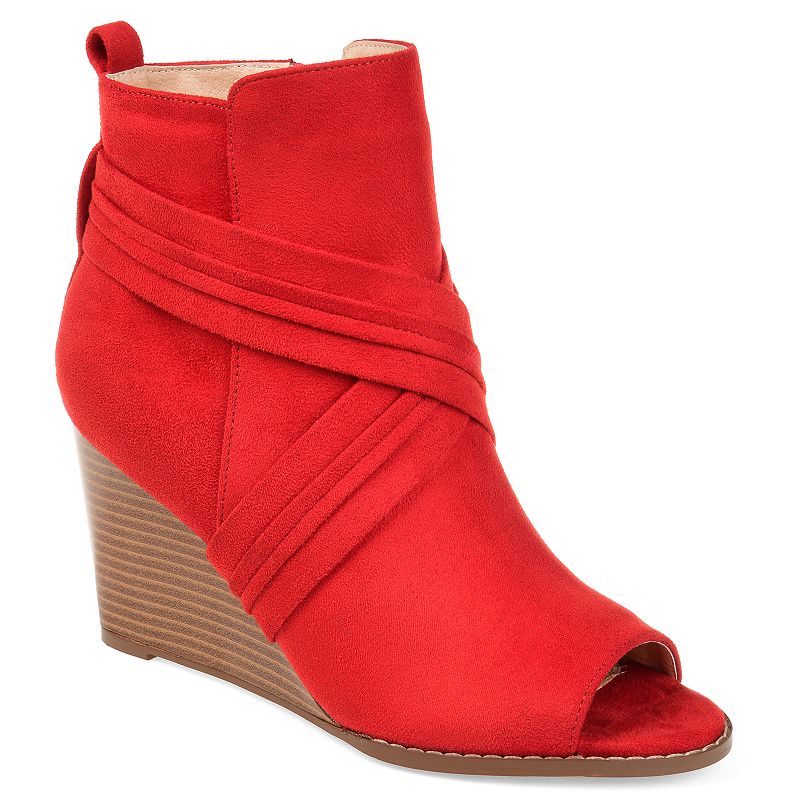 Journee Sabeena Women's Wedge Ankle Boots, Size: 8, Red