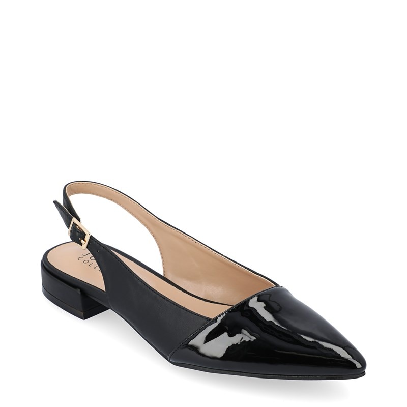 Journee Women's Bertie Slingback Flat Shoes (Black) - Size 10.0 M