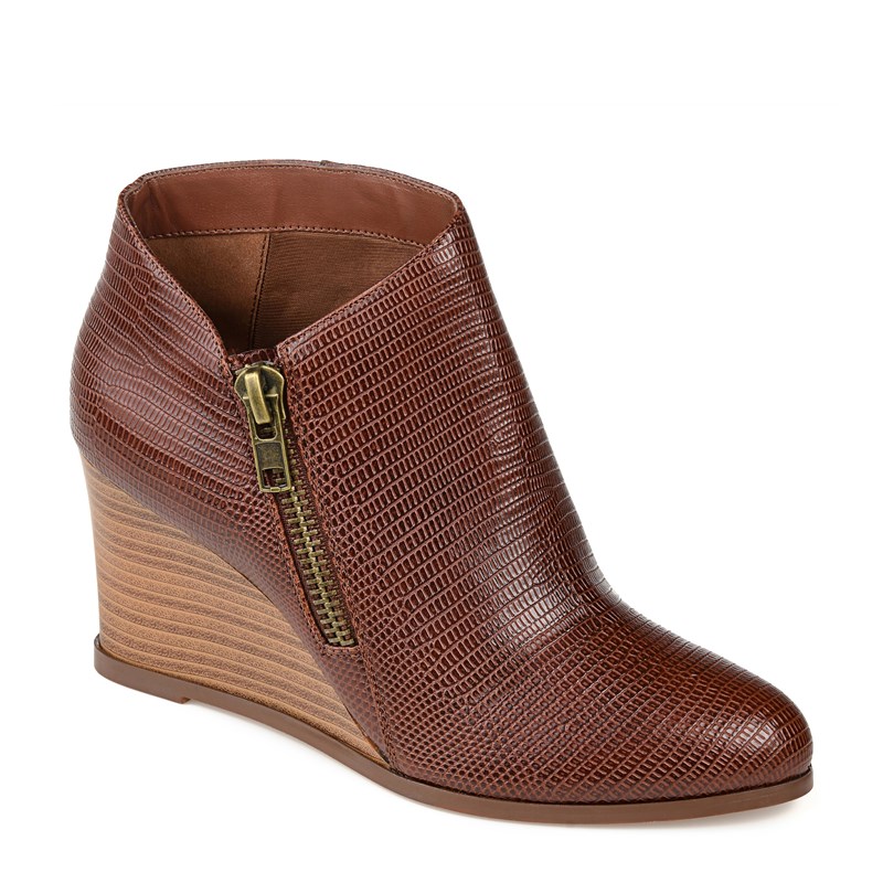 Journee Women's Glam Wedge Ankle Boots (Brown) - Size 12.0 M