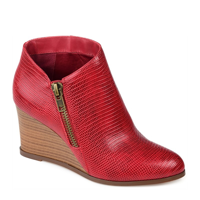 Journee Women's Glam Wedge Ankle Boots (Red) - Size 12.0 M