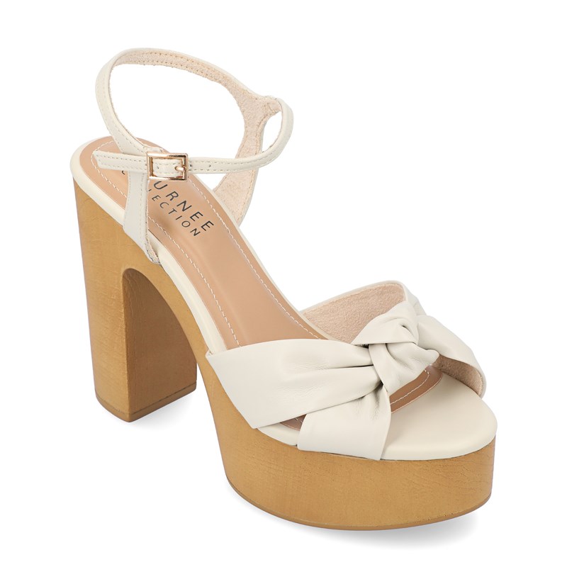 Journee Women's Lorrica Platform Heeled Dress Sandals (Beige) - Size 10.0 M