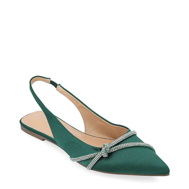 Journee Women's Rebbel Slingback Flat Shoes (Green) - Size 5.5 M