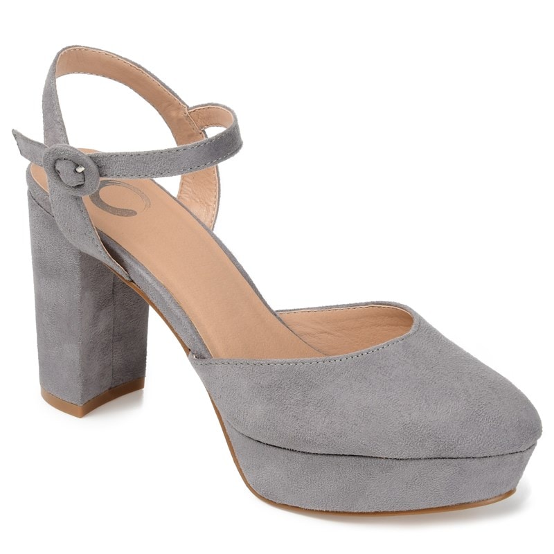 Journee Women's Roslynn Wide Platform Pump Shoes (Grey) - Size 10.0 W