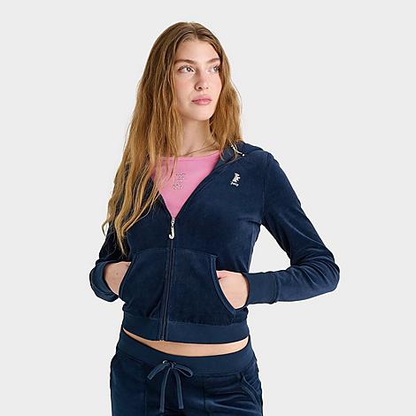 Juicy Couture Women's Heiritage Jacket in Blue/Regal Blue Size Medium Polyester/Velvet/Spandex