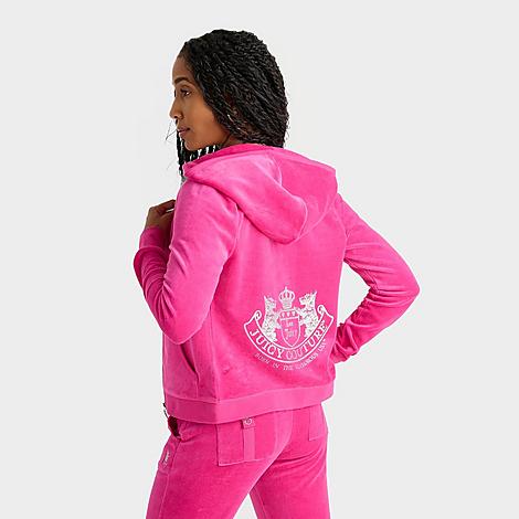 Juicy Couture Women's Heritage Jacket in Pink/Free Love Size XS Velvet/Velour