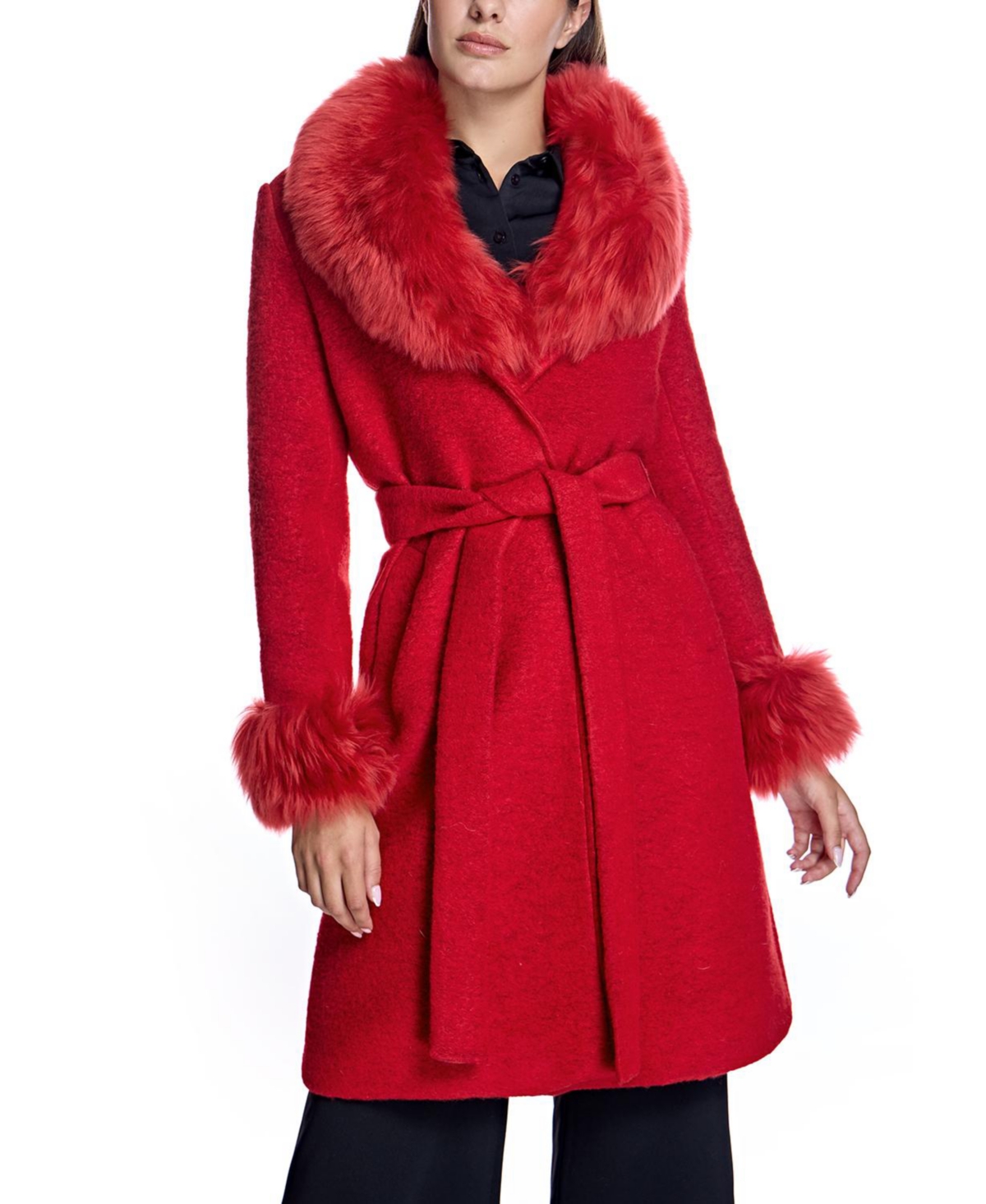 Julia & Stella by Maximilian Women's Wool Wrap Coat - Red