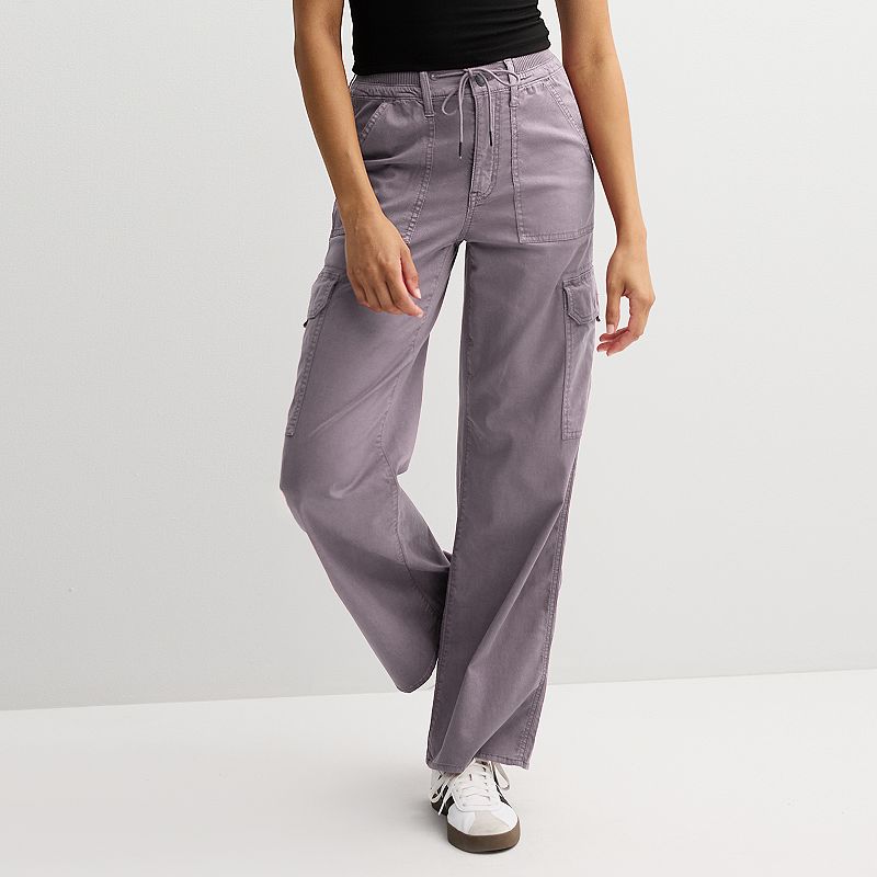 Juniors' SO® Drawstring High-Rise Wide Leg Cargo Pants, Women's, Size: XL Long, Vintage Pink