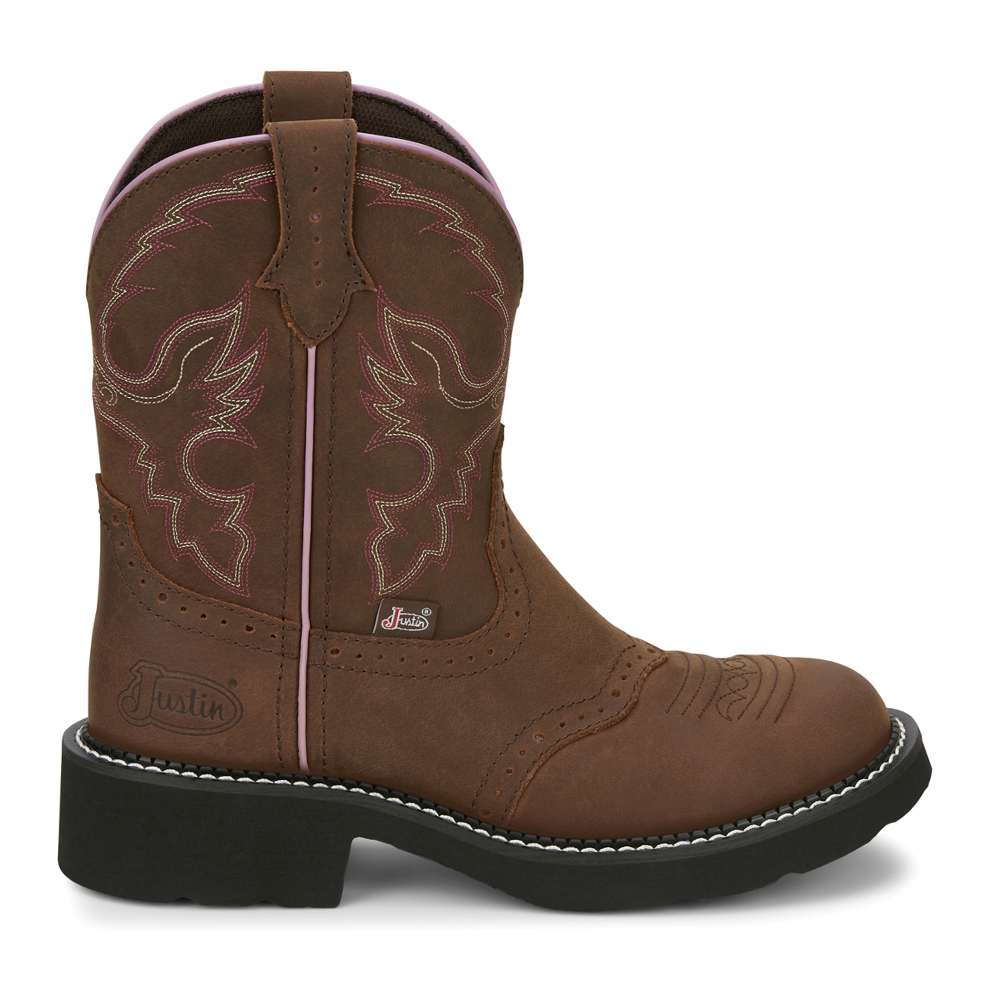 Justin Boots Gemma Embroidered Round Toe Cowboy Booties