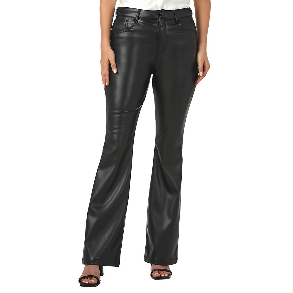 K. Jordan Faux Leather Flare Pant Black Pants 6-Regular