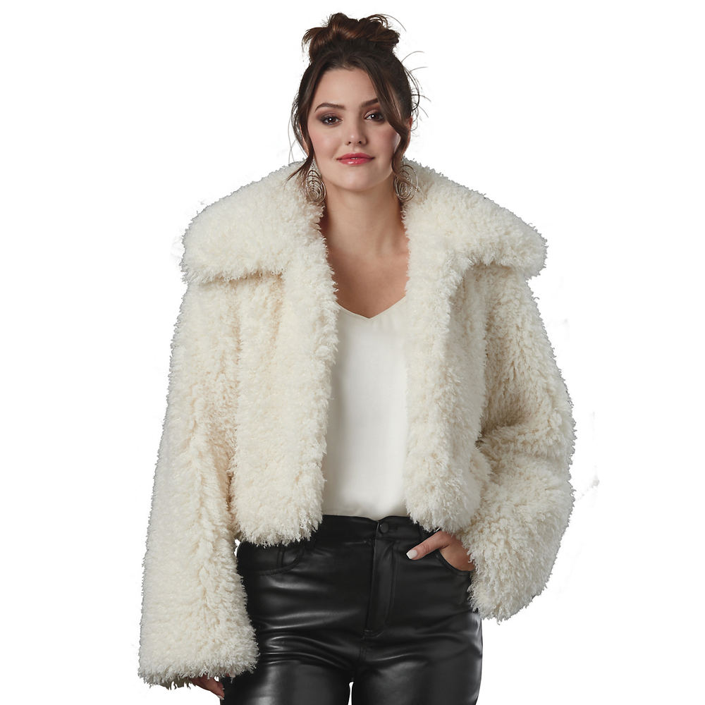 K. Jordan Shaggy Faux Fur Coat Bone Coats 1X