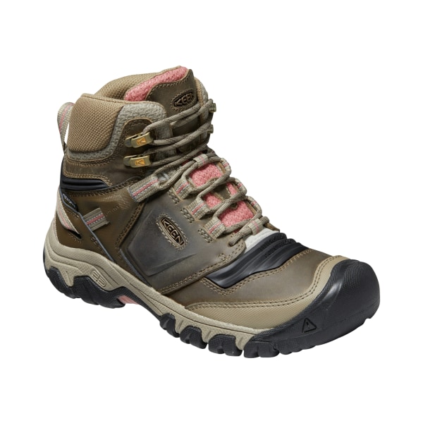 KEEN Ridge Flex Mid Waterproof Hiking Boots for Ladies - Timberwolf/Brick Dust - 7.5M