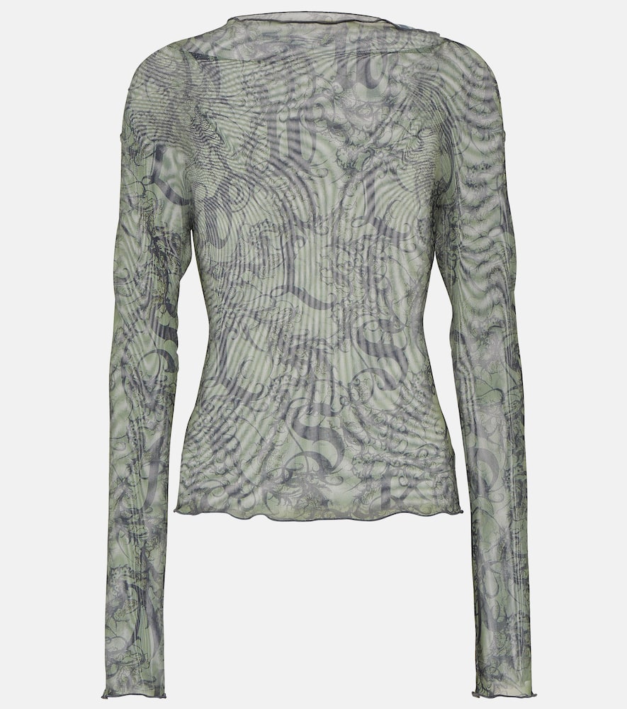 KNWLS Clavicle printed mesh top