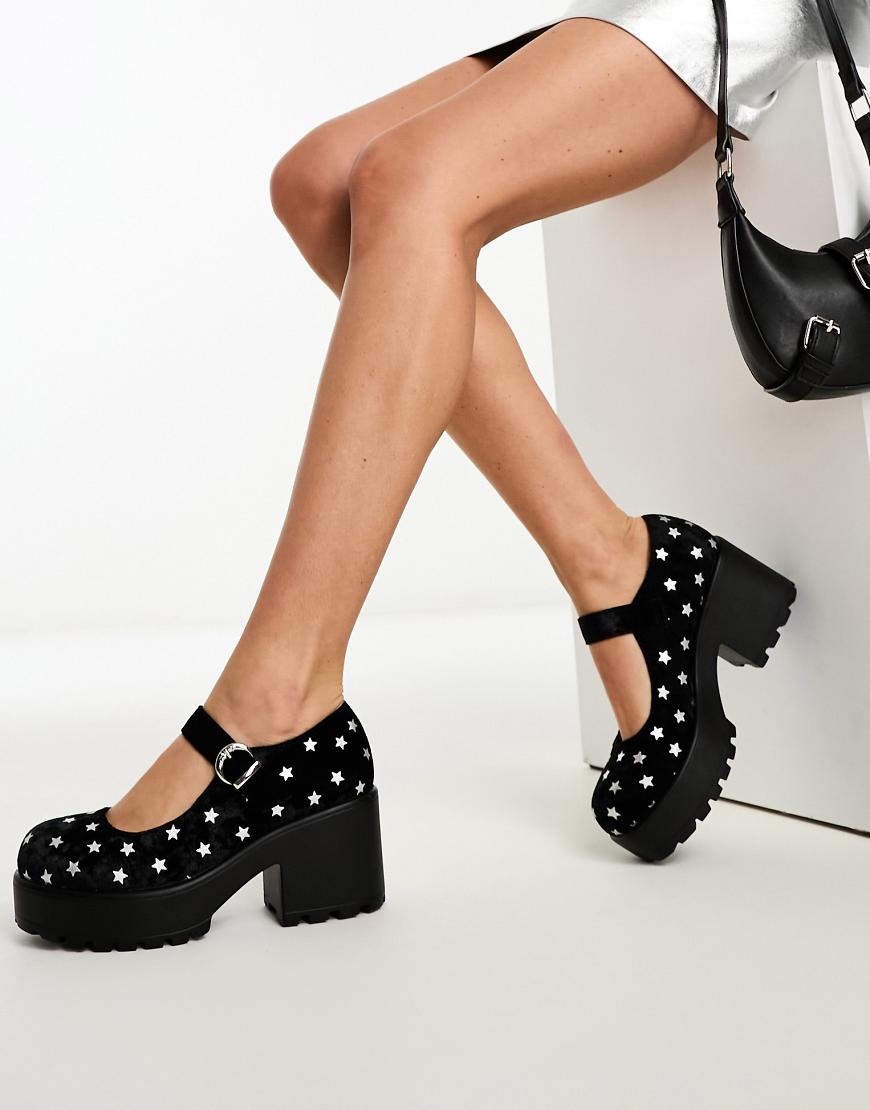 KOI Tira night sky mary janes in black velvet