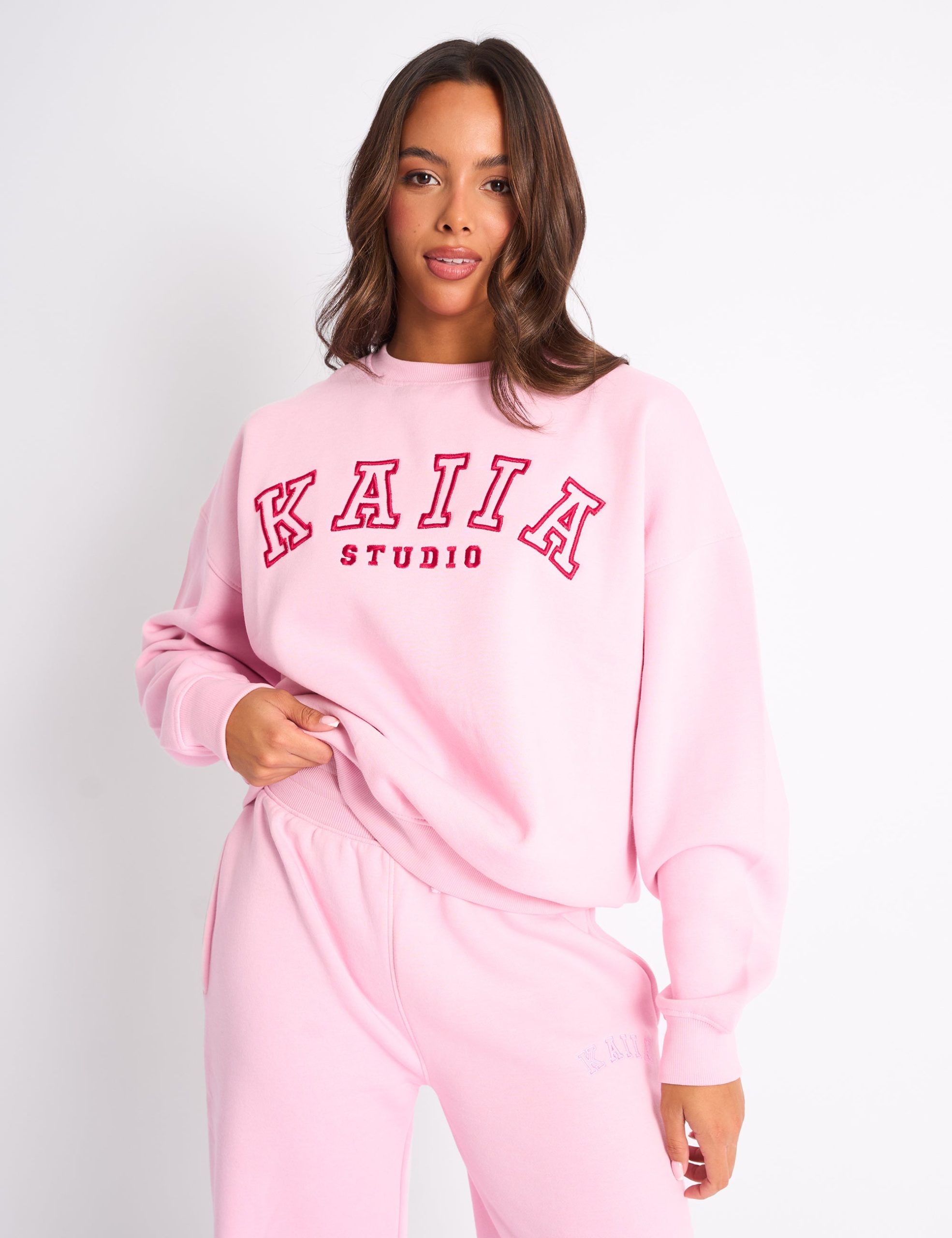 Kaiia Sport Oversized Sweatshirt Baby Pink & Red