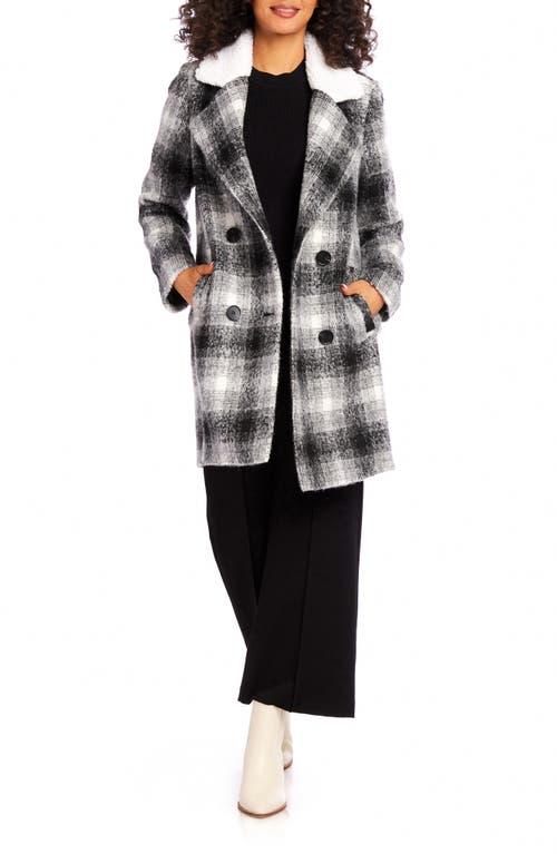 Karen Kane Faux Shearling Car Coat in Plaid at Nordstrom, Size X-Small