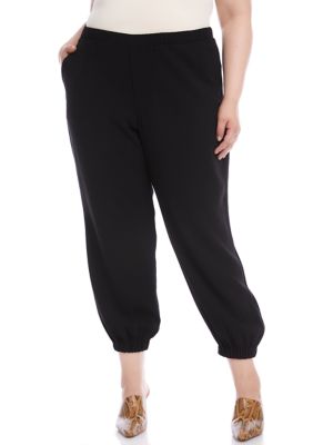 Karen Kane Women's Plus Size Crepe Joggers, Black, 0X