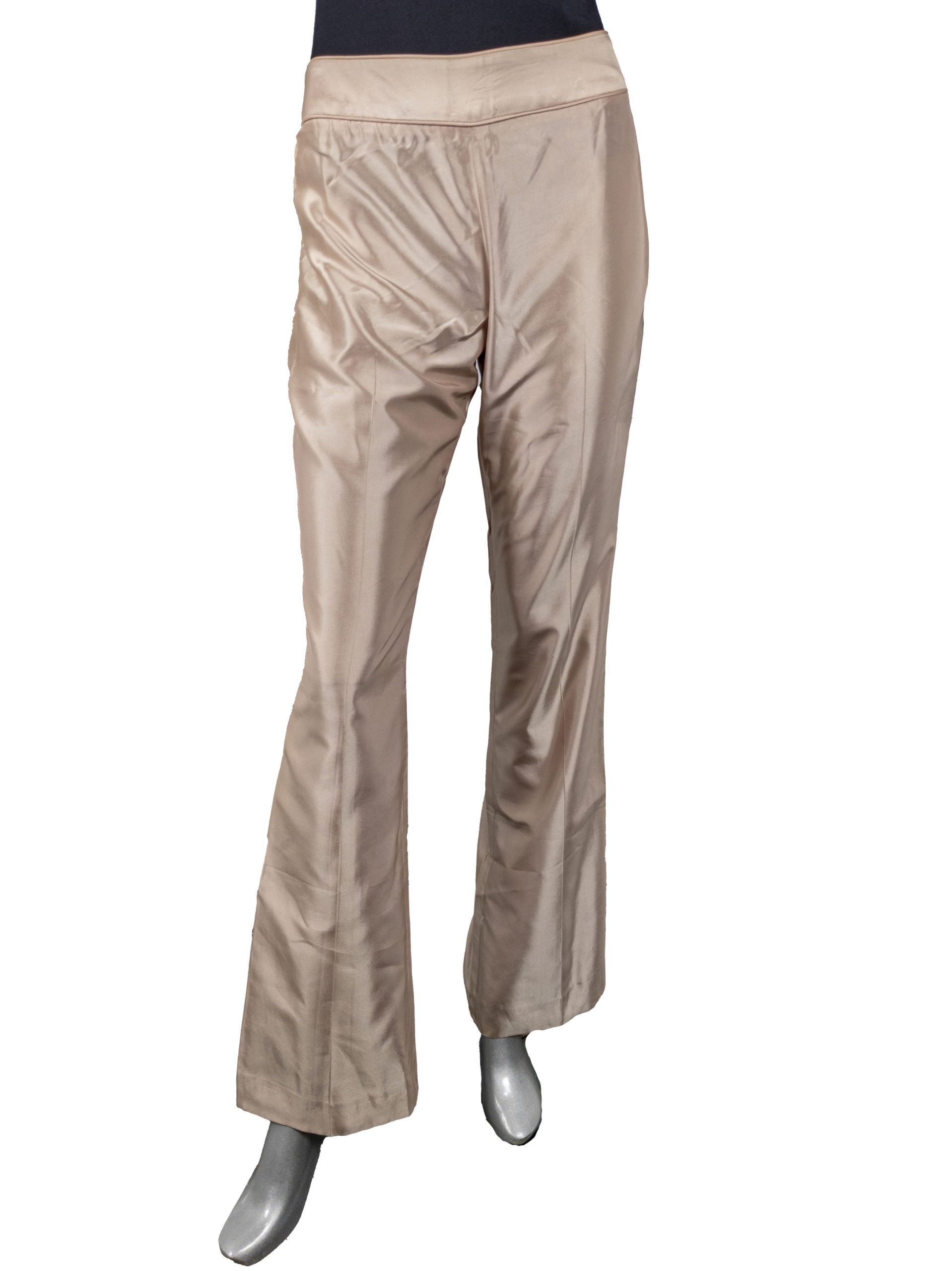 Karen Millen Satin Silk Women's Flared Pants in Beige (Size 27)