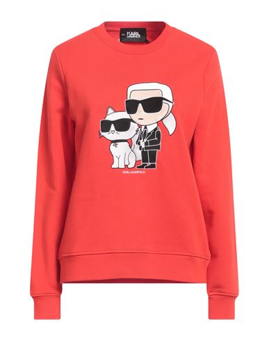 Karl Lagerfeld Ikonik 2.0 Sweatshirt Woman Sweatshirt Red Size S Organic cotton, Recycled polyester