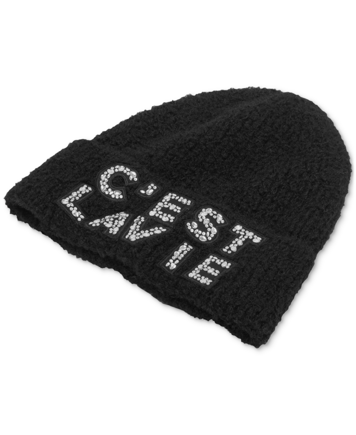 Karl Lagerfeld Paris Women's C'est La Vie Embroidered Beanie - Black